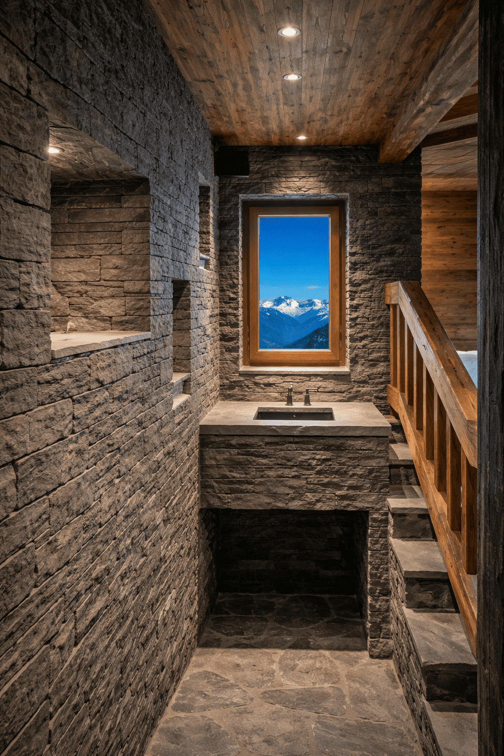 Salle de bain en pierre sèche - DC Constructions SA